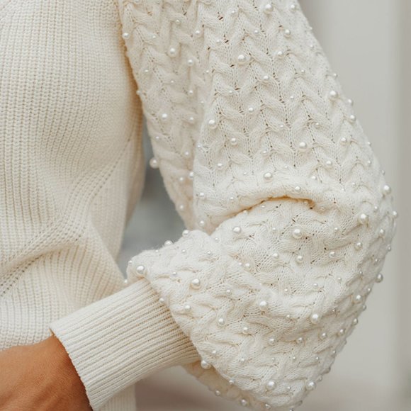 -ALBA COTTON BLEND PEARL BUTTON FRONT CARDIGAN - IVORY - Picture 6 of 9